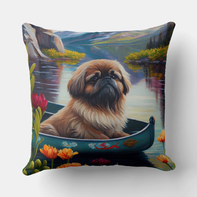 Pekingese auf dem Paddle: Ein Landschaftliches Abe Kissen (Rückseite)