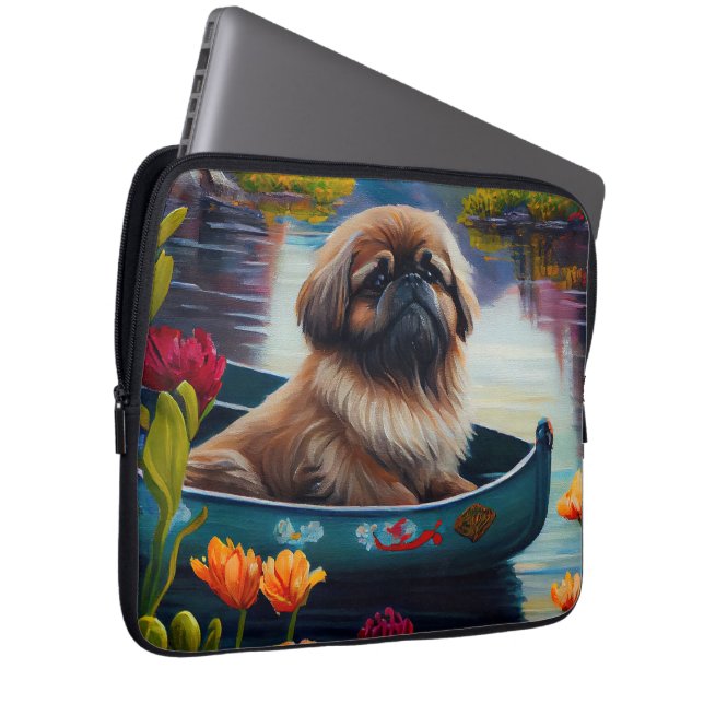 Pekingese auf dem Paddle: Ein Landschaftliches Abe Laptopschutzhülle (Vorne Rechts)