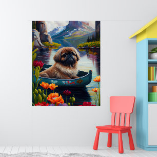 Pekingese auf dem Paddle: Ein Landschaftliches Abe Poster