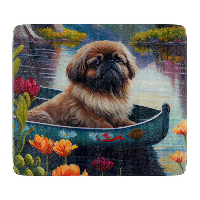 Pekingese auf dem Paddle: Ein Landschaftliches Abe Schneidebrett (Vorderseite)