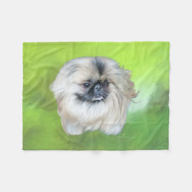 Pekingese auf Green Fleecedecke (Vorderseite (Horizontal))