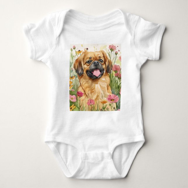 Pekingese Baby Bodysuit Strampler (Vorderseite)