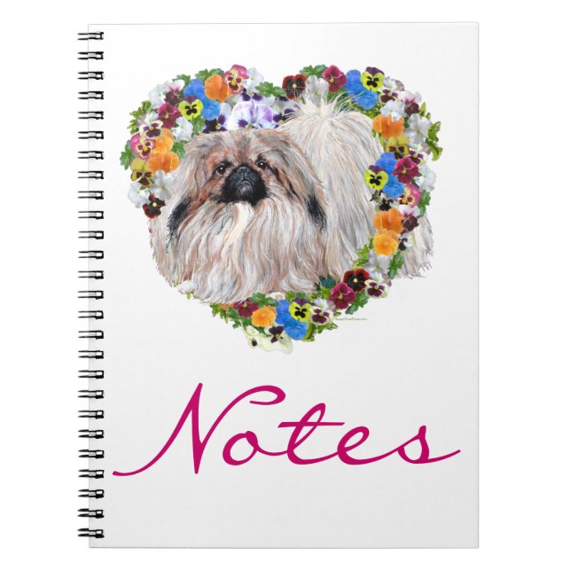 Pekingese bei Stiefmütterchen Notizblock (Vorderseite)