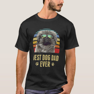 Pekingese Bester Vater je Retro Sonnenuntergang T-Shirt
