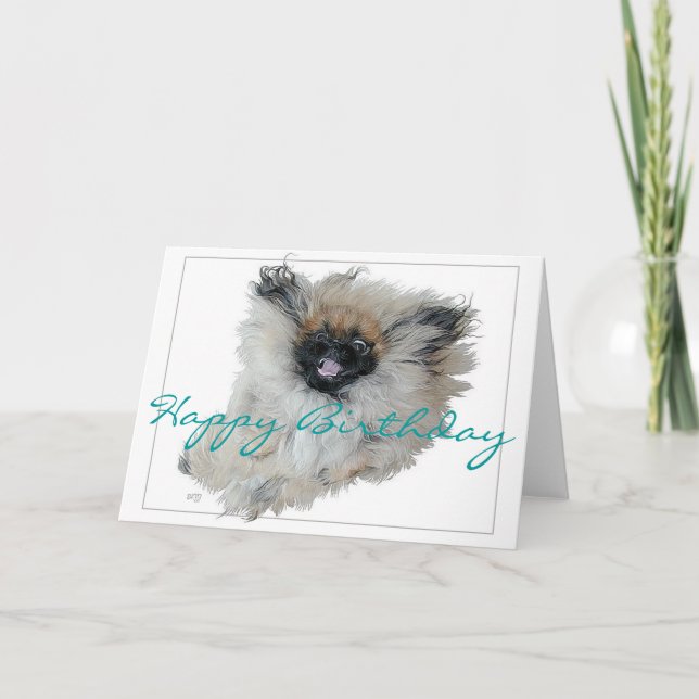 Pekingese Birthday Grußkarte Karte (Vorderseite)