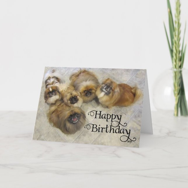 Pekingese Birthday Grußkarte Karte (Vorderseite)