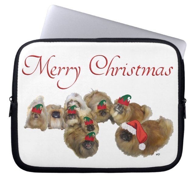 Pekingese Celebrate Christmas Laptopschutzhülle (Vorderseite)