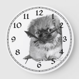 Pekingese Clock Große Wanduhr