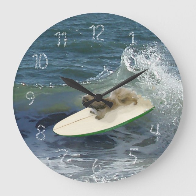Pekingese Clock Große Wanduhr (Vorderseite)