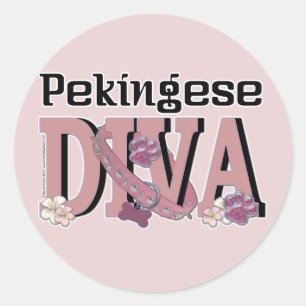 Pekingese DIVA Runder Aufkleber