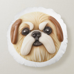 Pekingese Dog 3D Inspiriert Rundes Kissen