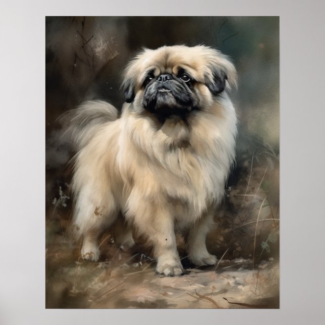 Pekingese Dog Art Print Poster (Vorne)