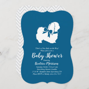 Pekingese Dog Baby Shower Boy Blue Einladung