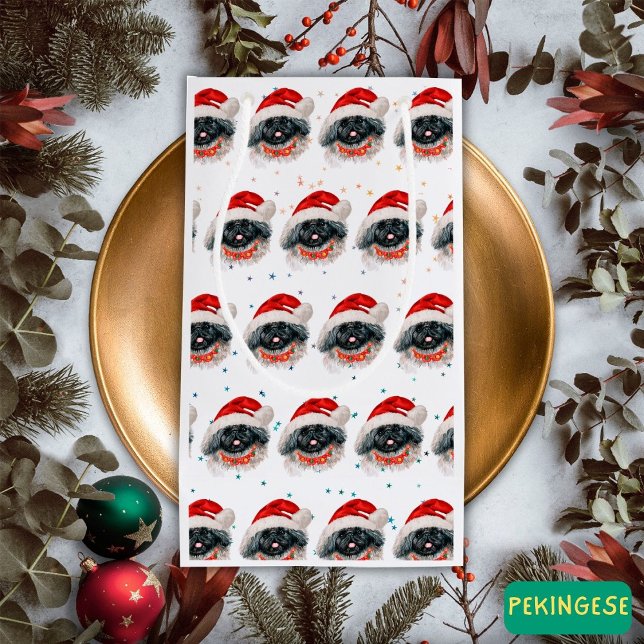 Pekingese Dog Breed Christmas Stars Kleine Geschenktüte (Von Creator hochgeladen)