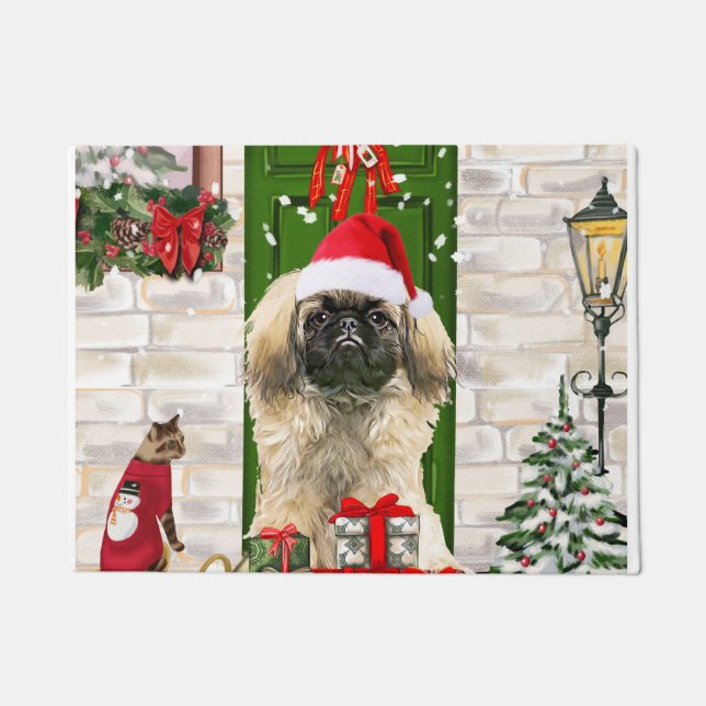 Pekingese Dog Christmas Fußmatte (Vorderseite)
