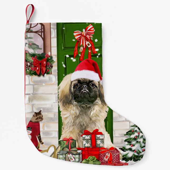 Pekingese Dog Christmas Kleiner Weihnachtsstrumpf (Vorderseite)