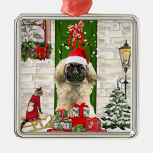 Pekingese Dog Christmas Ornament Aus Metall