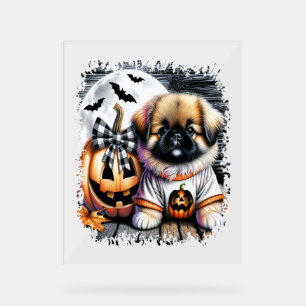 Pekingese Dog Halloween Square Acrylschild