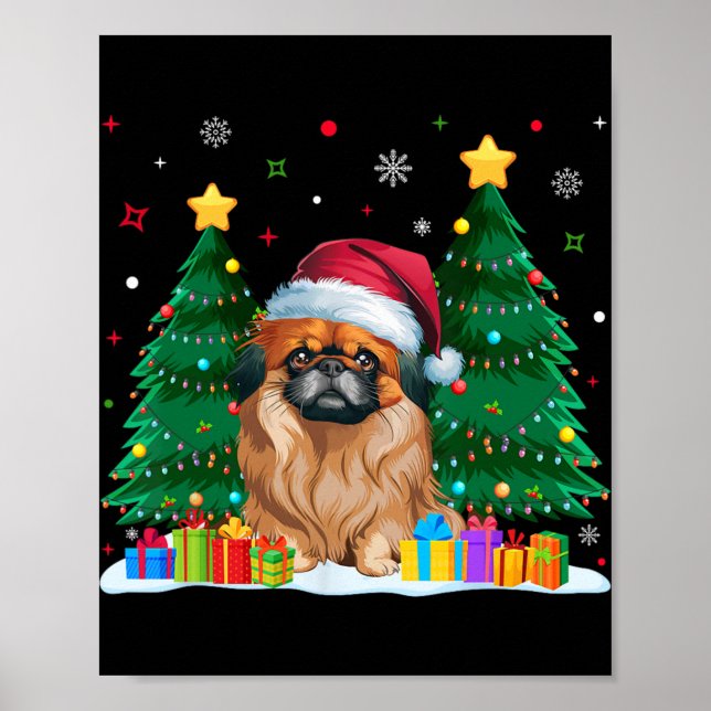 Pekingese Dog Lovers Weihnachtsmannmütze Ugly Chri Poster (Vorne)