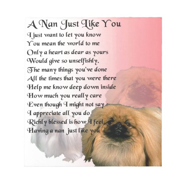Pekingese Dog - Nan Gedicht Notizblock (Vorderseite)