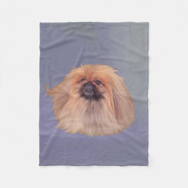 Pekingese Dog on Blue Fleecedecke (Vorderseite)