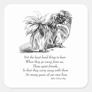 Pekingese Dog Rainbow Bridge Quadratischer Aufkleber
