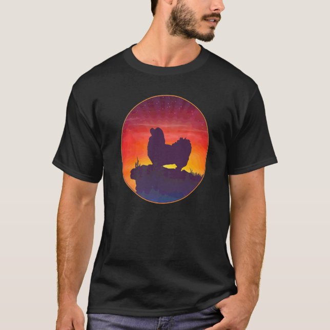 Pekingese Dog Sunset T-Shirt (Vorderseite)
