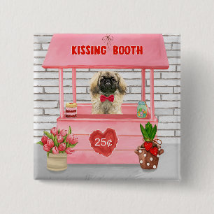 Pekingese Dog Valentine's Day Kissing Booth Button