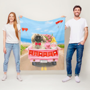 Pekingese Dog Valentine's Day Truck Throw Fleecedecke