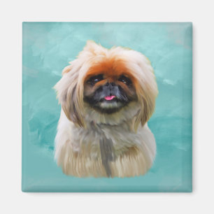 Pekingese Dog Watercolor Kunst, Dichtung und Musik Magnet