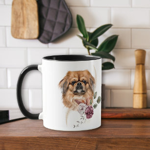Pekingese Dog Winter Bouquet Tasse