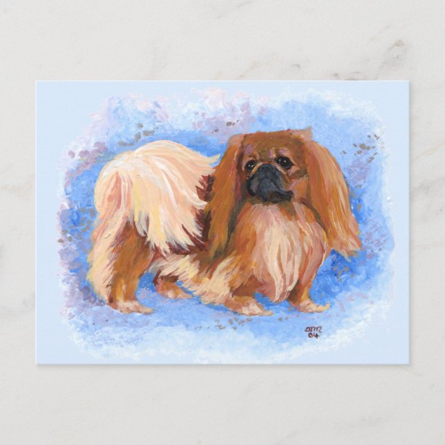 Pekingese Echt Blau Postkarte (Vorderseite)