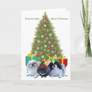 Pekingese Familienweihnachten Feiertagskarte