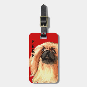 Pekingese Farbblock Gepäckanhänger