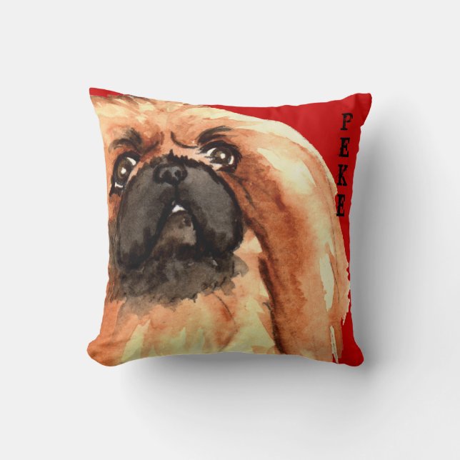 Pekingese Farbblock Kissen (Vorderseite)