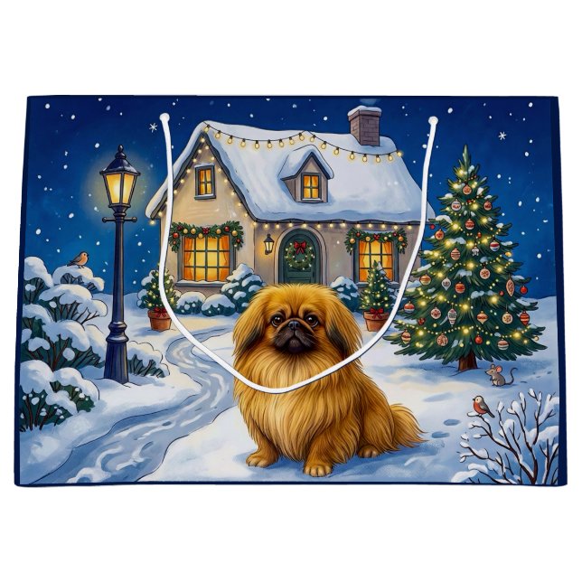 Pekingese Ferien  Große Geschenktüte (Vorderseite)