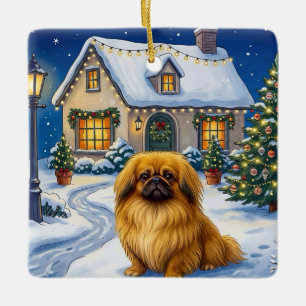 Pekingese Ferien Keramikornament