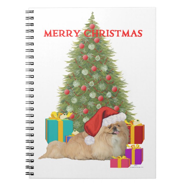 Pekingese Frohe Weihnachten Notizblock (Vorderseite)