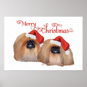 Pekingese Frohe Weihnachten Poster