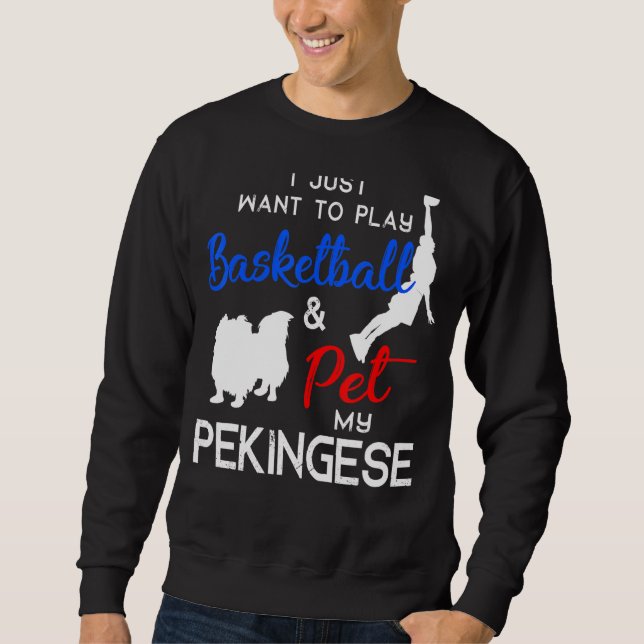 Pekingese Funny Basketball Downer Xmas Sweatshirt (Vorderseite)