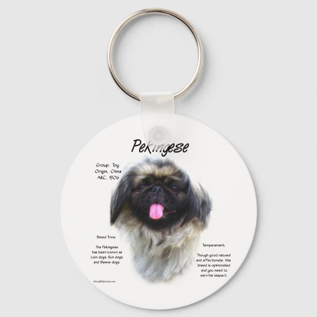 Pekingese Geschichtsdesign Schlüsselanhänger (Vorderseite)