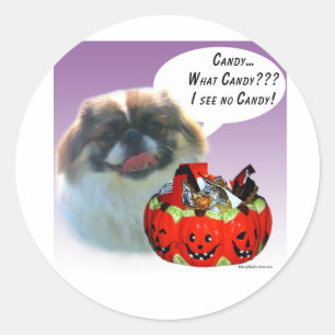 Pekingese Halloween Candy Runder Aufkleber