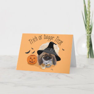 Pekingese Halloween Grußkarte Karte
