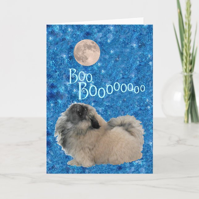 Pekingese Halloween Karte (Vorderseite)