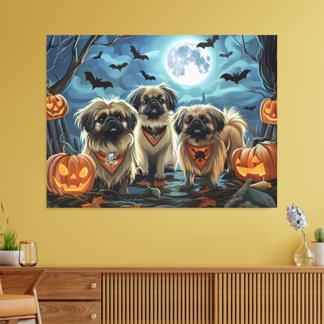 Pekingese Halloween Spooky Leinwanddruck (Insitu (Wohnzimmer))