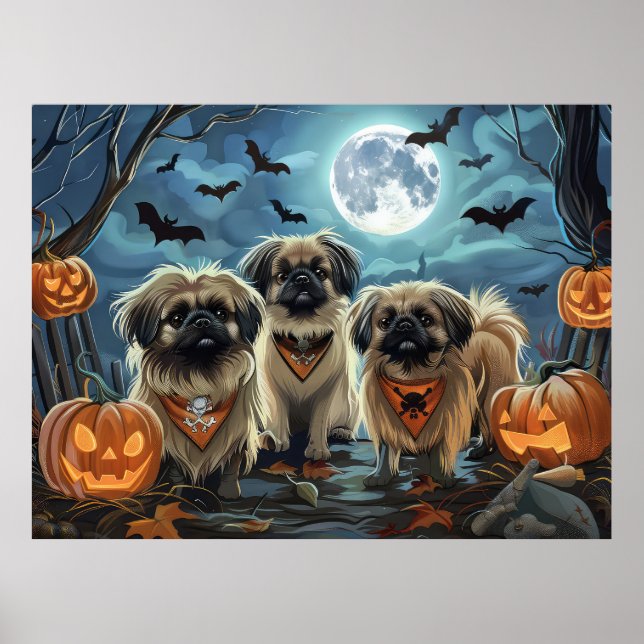 Pekingese Halloween Spooky Poster (Vorne)