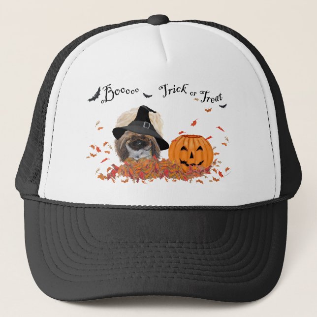 Pekingese Halloween Truckerkappe (Vorderseite)