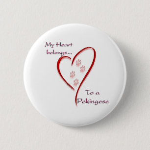 Pekingese Heart Belongs Button