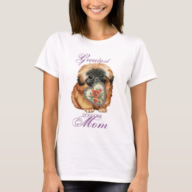 Pekingese Herzliche Mama T-Shirt (Vorderseite)