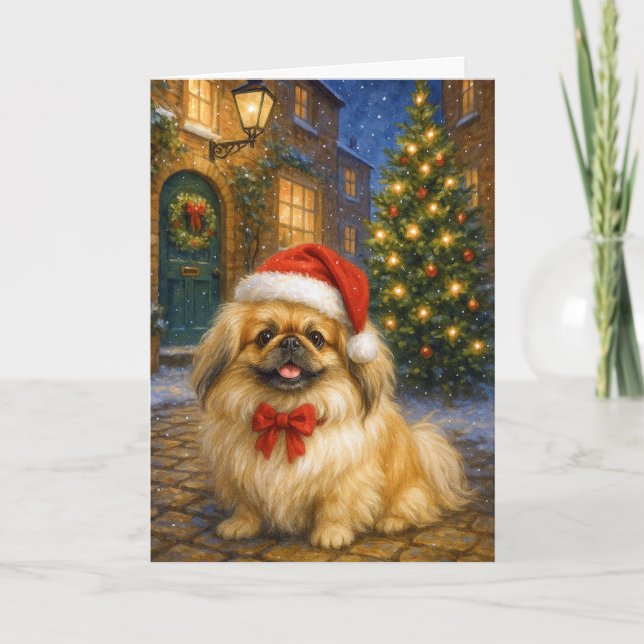 Pekingese Holiday  Card Karte (Vorderseite)